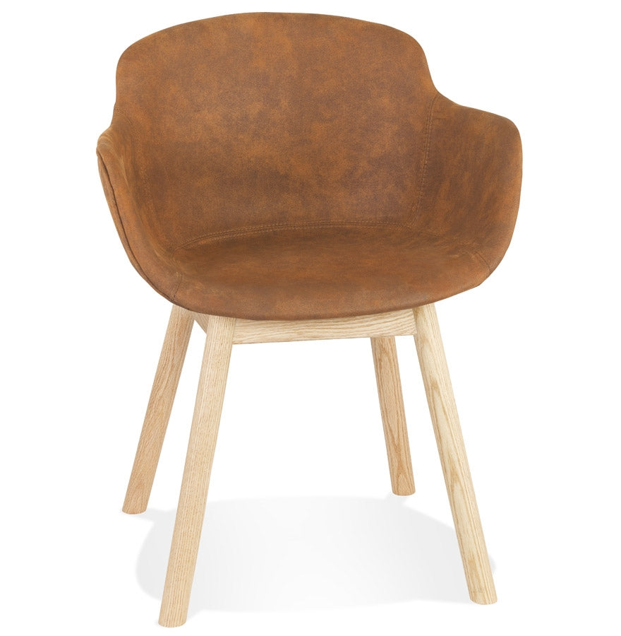 Rupertia | Luxe fauteuil met armleuningen - microvezel en natuurlijk hout