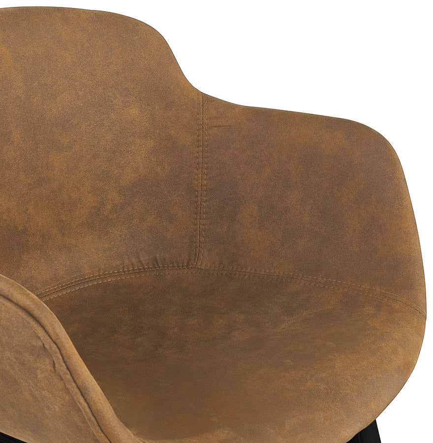 Ruvenza | Luxe fauteuil met armleuningen – stijlvol bruin microvezel