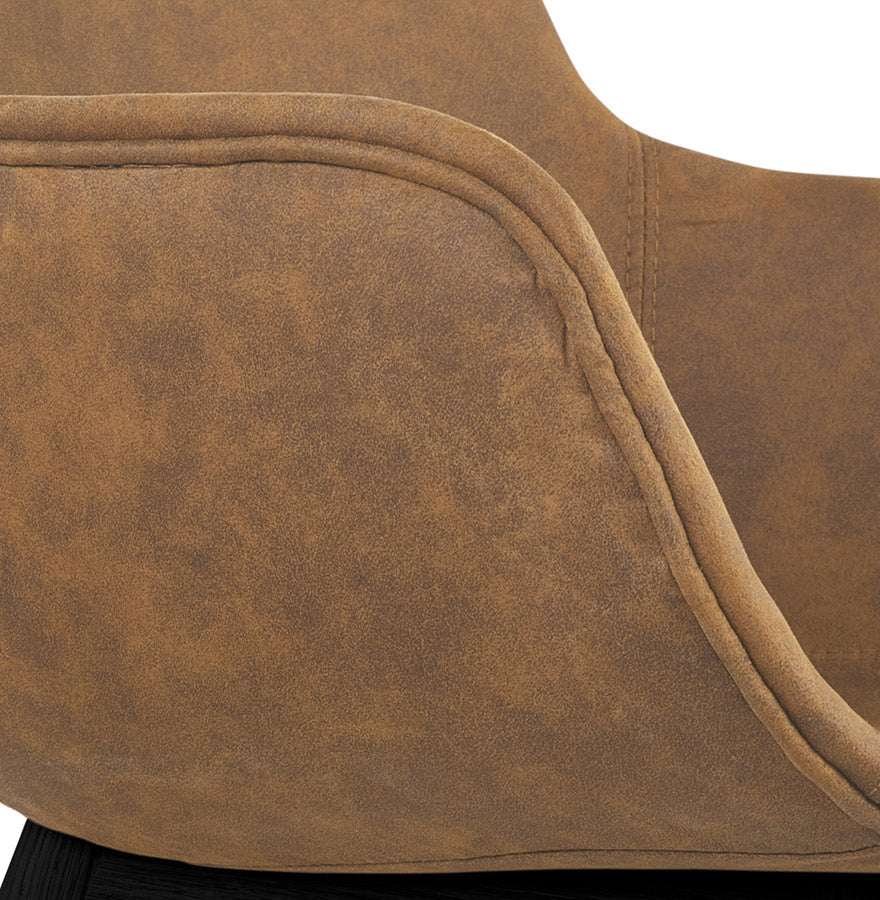 Ruvenza | Luxe fauteuil met armleuningen – stijlvol bruin microvezel