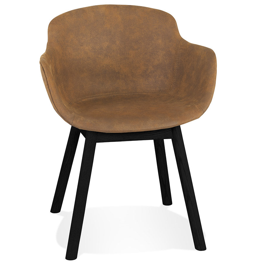 Ruvenza | Luxe fauteuil met armleuningen – stijlvol bruin microvezel