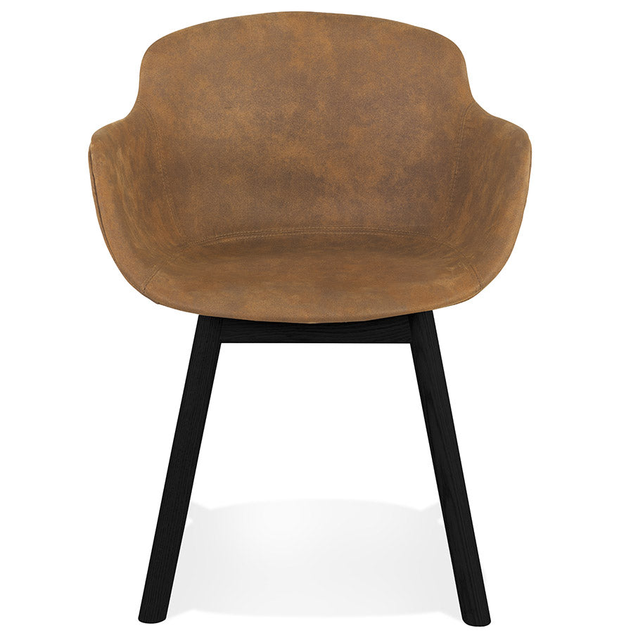 Ruvenza | Luxe fauteuil met armleuningen – stijlvol bruin microvezel