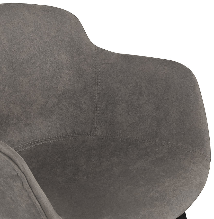 Ruvara | Luxe fauteuil met armleuningen – donkergrijs microvezel
