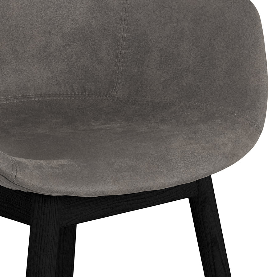 Ruvara | Luxe fauteuil met armleuningen – donkergrijs microvezel