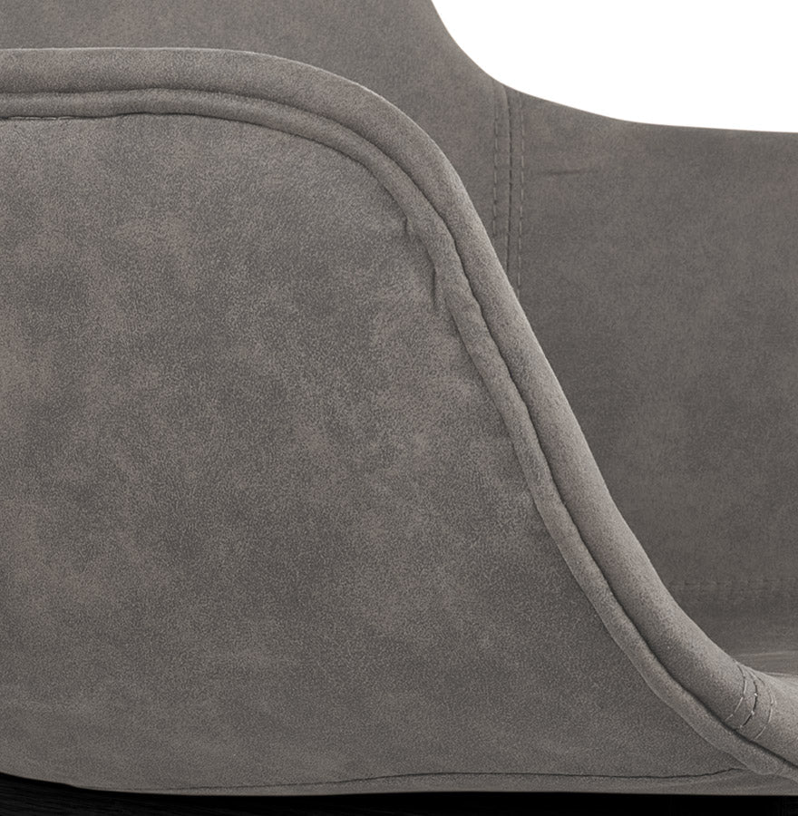 Ruvara | Luxe fauteuil met armleuningen – donkergrijs microvezel