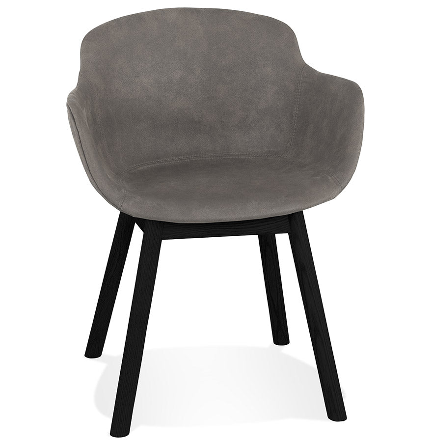 Ruvara | Luxe fauteuil met armleuningen – donkergrijs microvezel
