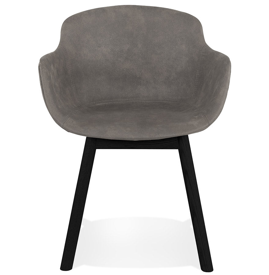 Ruvara | Luxe fauteuil met armleuningen – donkergrijs microvezel