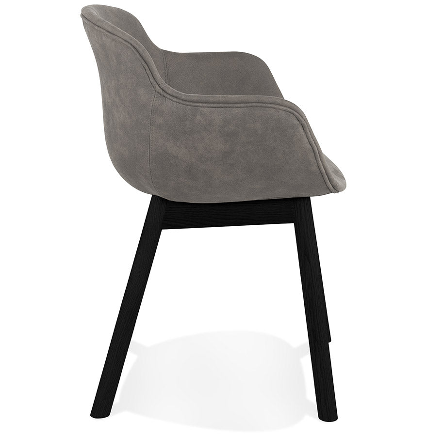 Ruvara | Luxe fauteuil met armleuningen – donkergrijs microvezel