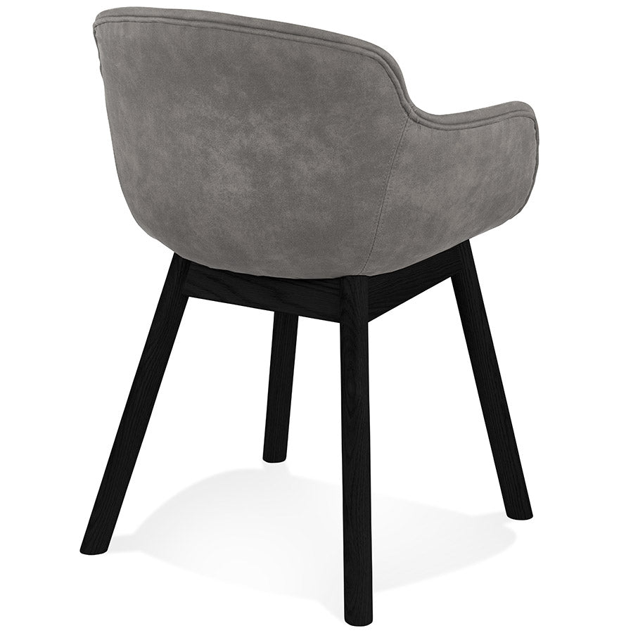 Ruvara | Luxe fauteuil met armleuningen – donkergrijs microvezel