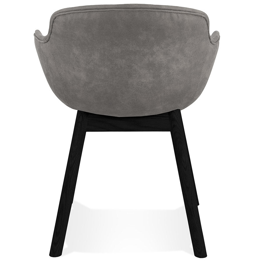 Ruvara | Luxe fauteuil met armleuningen – donkergrijs microvezel