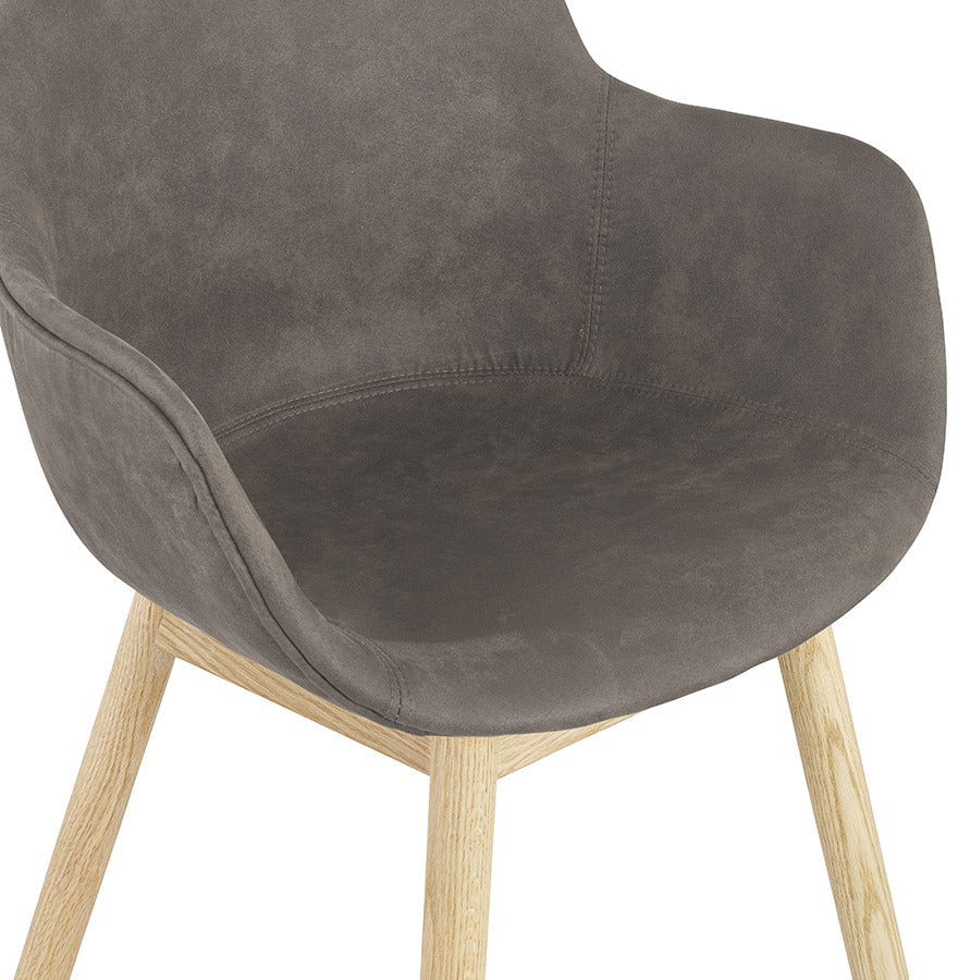 Rupertia | Luxe fauteuil met armleuningen - donkergrijs microvezel en natuurlijk hout
