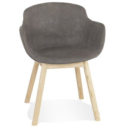 Rupertia | Luxe fauteuil met armleuningen - donkergrijs microvezel en natuurlijk hout-OfficeKing