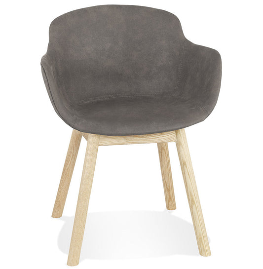Rupertia | Luxe fauteuil met armleuningen - donkergrijs microvezel en natuurlijk hout-OfficeKing
