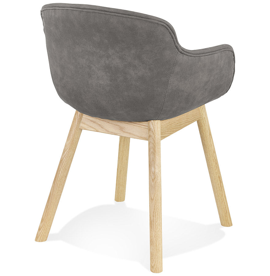 Rupertia | Luxe fauteuil met armleuningen - donkergrijs microvezel en natuurlijk hout