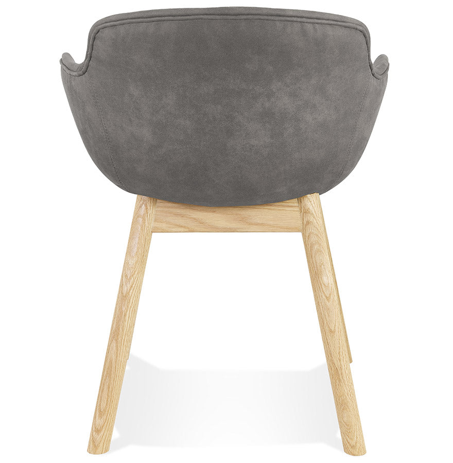 Rupertia | Luxe fauteuil met armleuningen - donkergrijs microvezel en natuurlijk hout