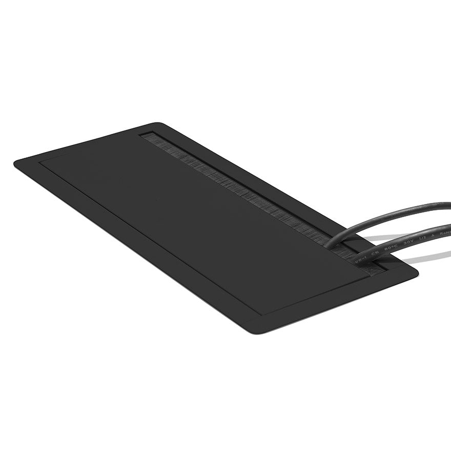 Nexora | Élégant passe-câbles en métal noir pour un bureau ordonné-OfficeKing