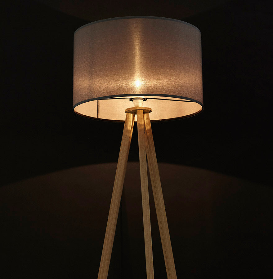 Lunara | Elegante vloerlamp met grijze kap en natuurlijke poten