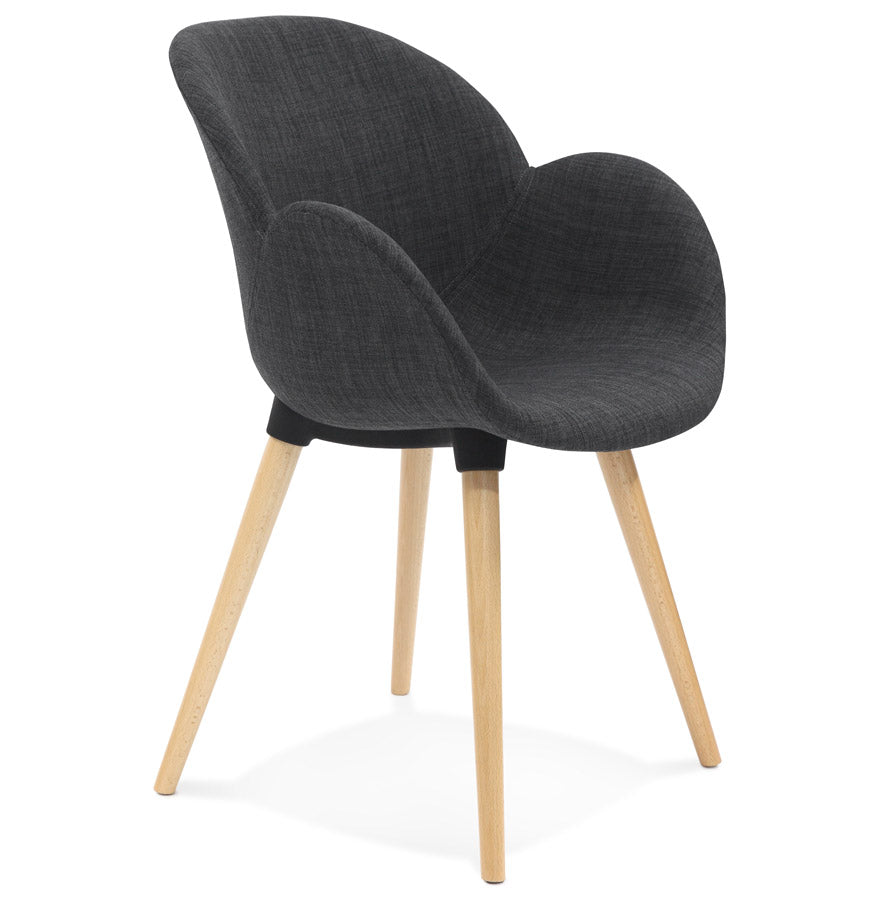 Nordika | Scandinavisch design stoel – luxe donkergrijs stof