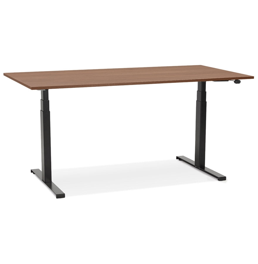 Tronika | Luxe elektrische zit-sta bureau – notenhout afwerking – 140x70 cm