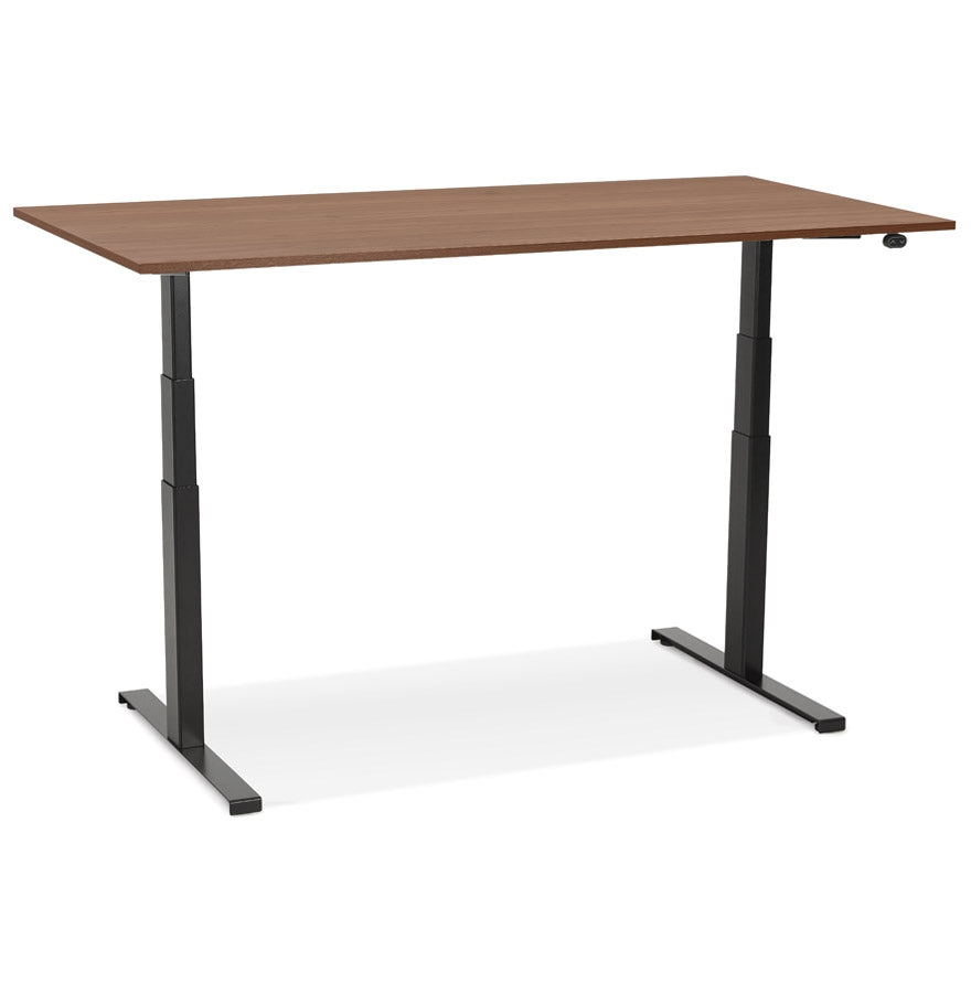 Tronika | Luxe elektrische zit-sta bureau – notenhout afwerking – 140x70 cm-OfficeKing
