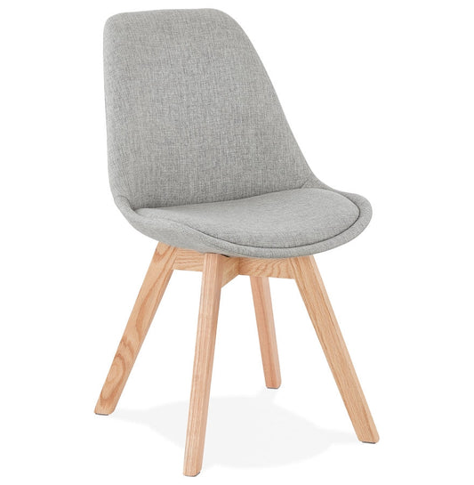 Nordique | Luxe grijze stoel met natuurlijke houten poten-OfficeKing