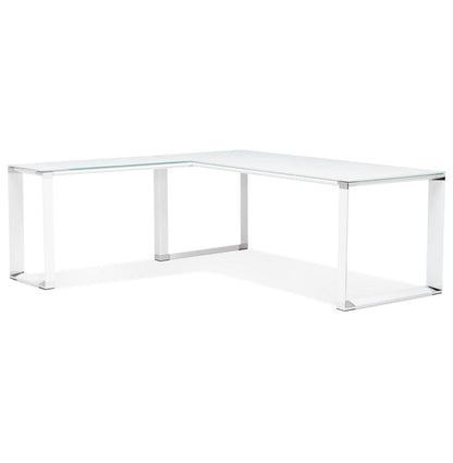 Elara | Luxe hoekbureau van wit glas – 200 cm – stijlvol en functioneel-OfficeKing