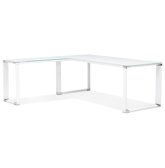 Elara | Luxe hoekbureau van wit glas – 200 cm – stijlvol en functioneel-OfficeKing