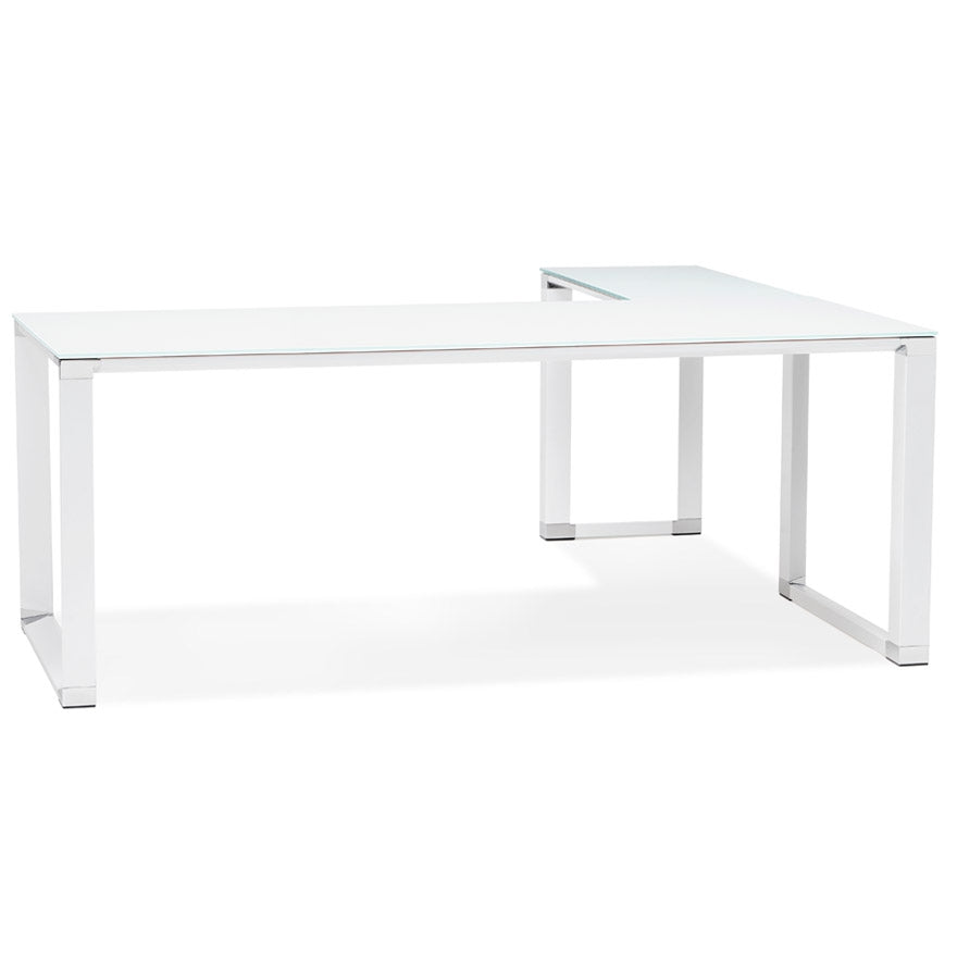 Elara | Luxe hoekbureau van wit glas – 200 cm – stijlvol en functioneel-OfficeKing