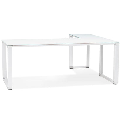 Elara | Luxe hoekbureau van wit glas – 200 cm – stijlvol en functioneel-OfficeKing