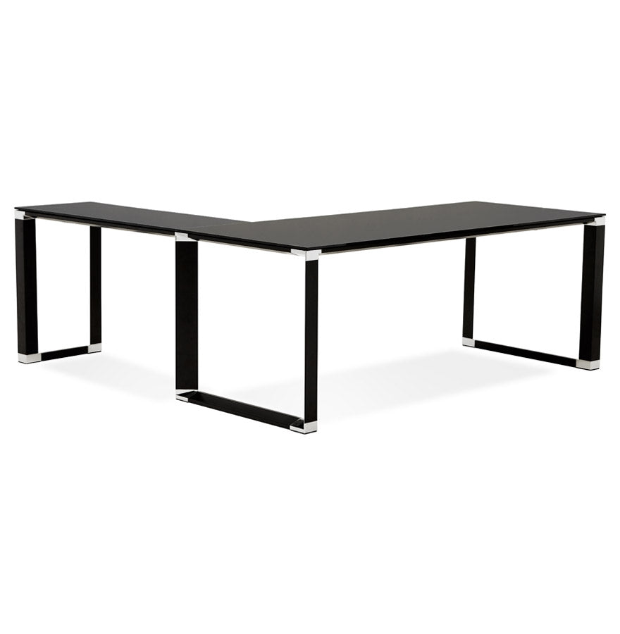 Altravia | Luxe hoekbureau van zwart glas – stijlvol en veelzijdig