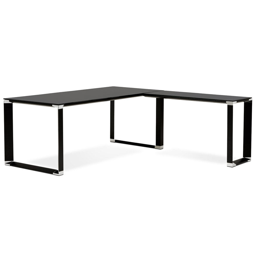 Altravia | Luxe hoekbureau van zwart glas – stijlvol en veelzijdig