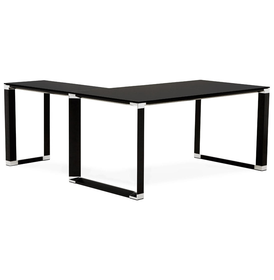 Elysia | Luxe hoekbureau van zwart glas - 160 cm