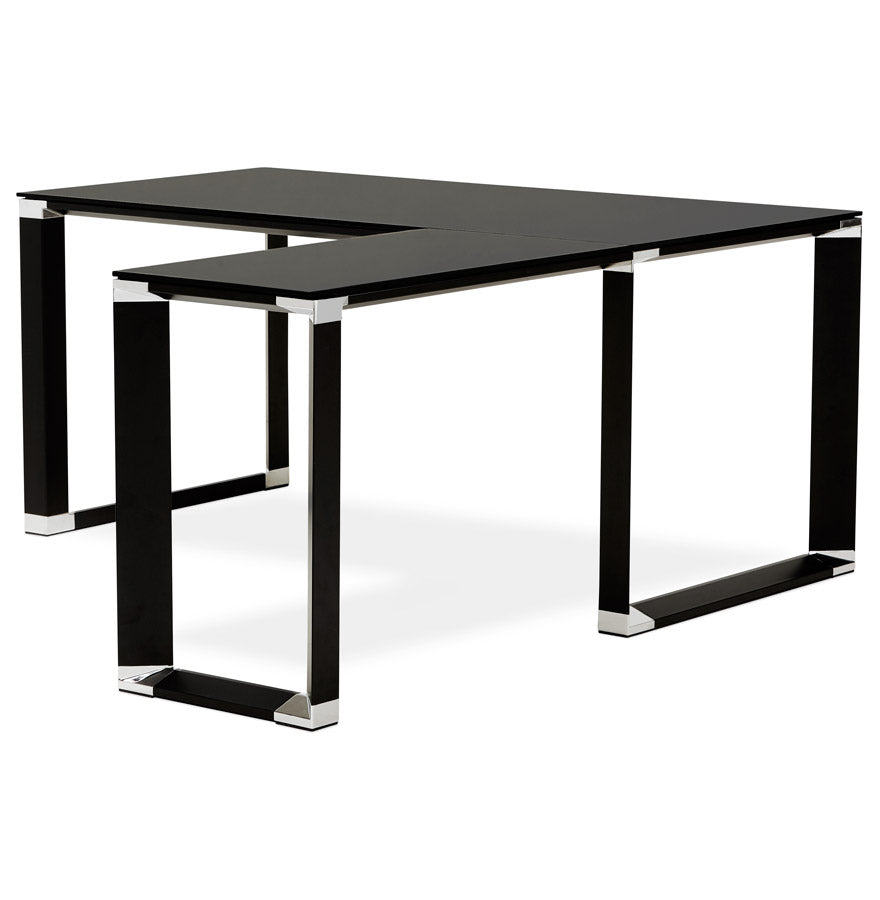 Elysia | Luxe hoekbureau van zwart glas - 160 cm-OfficeKing