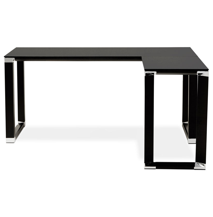 Elysia | Luxe hoekbureau van zwart glas - 160 cm-OfficeKing
