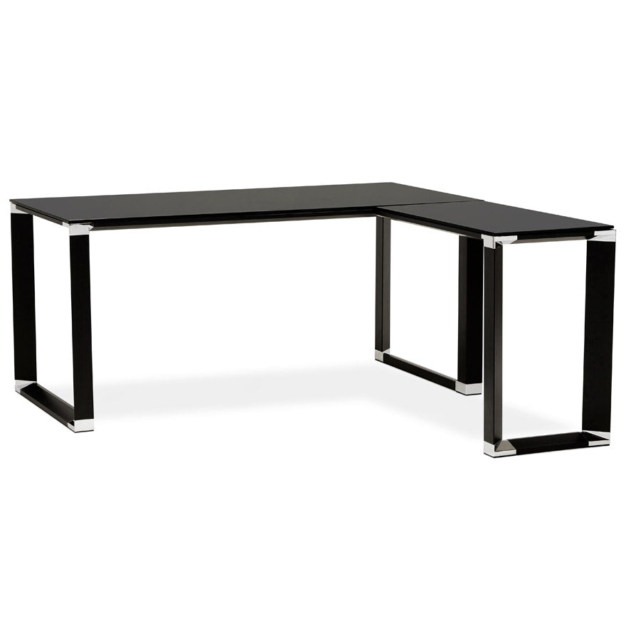 Elysia | Luxe hoekbureau van zwart glas - 160 cm