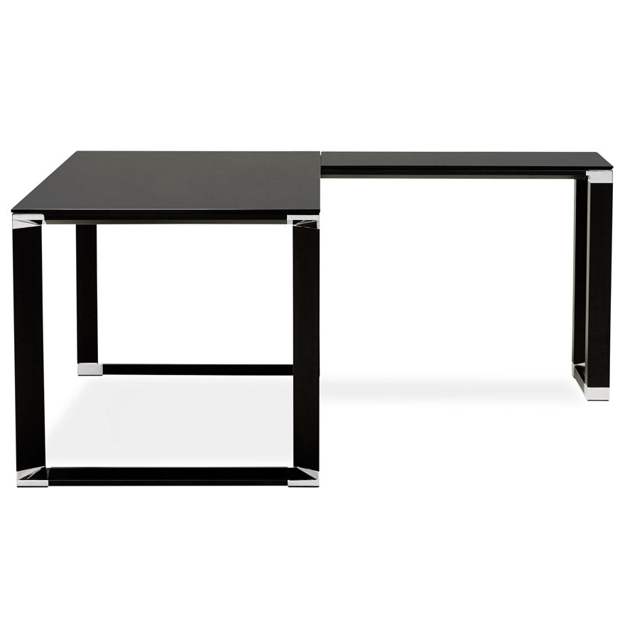 Elysia | Luxe hoekbureau van zwart glas - 160 cm-OfficeKing