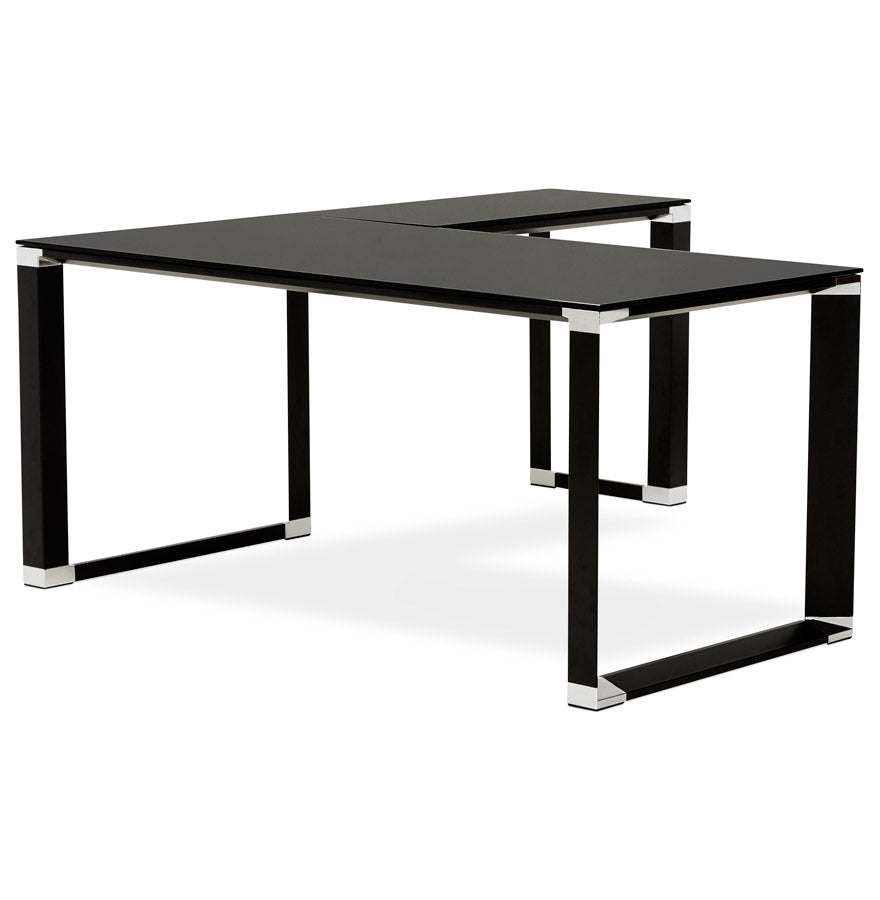 Elysia | Luxe hoekbureau van zwart glas - 160 cm-OfficeKing