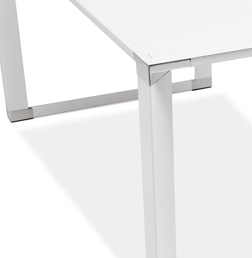 Elara | Luxe hoekbureau van wit glas – 200 cm – stijlvol en functioneel-OfficeKing
