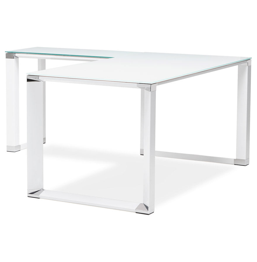 Elara | Hoekvormig Directiebureau – Elegant wit glas – veelzijdig ontwerp-OfficeKing
