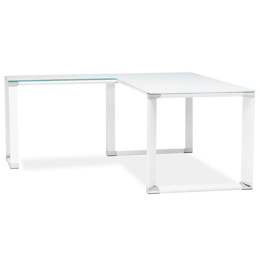 Elara | Hoekvormig Directiebureau – Elegant wit glas – veelzijdig ontwerp-OfficeKing