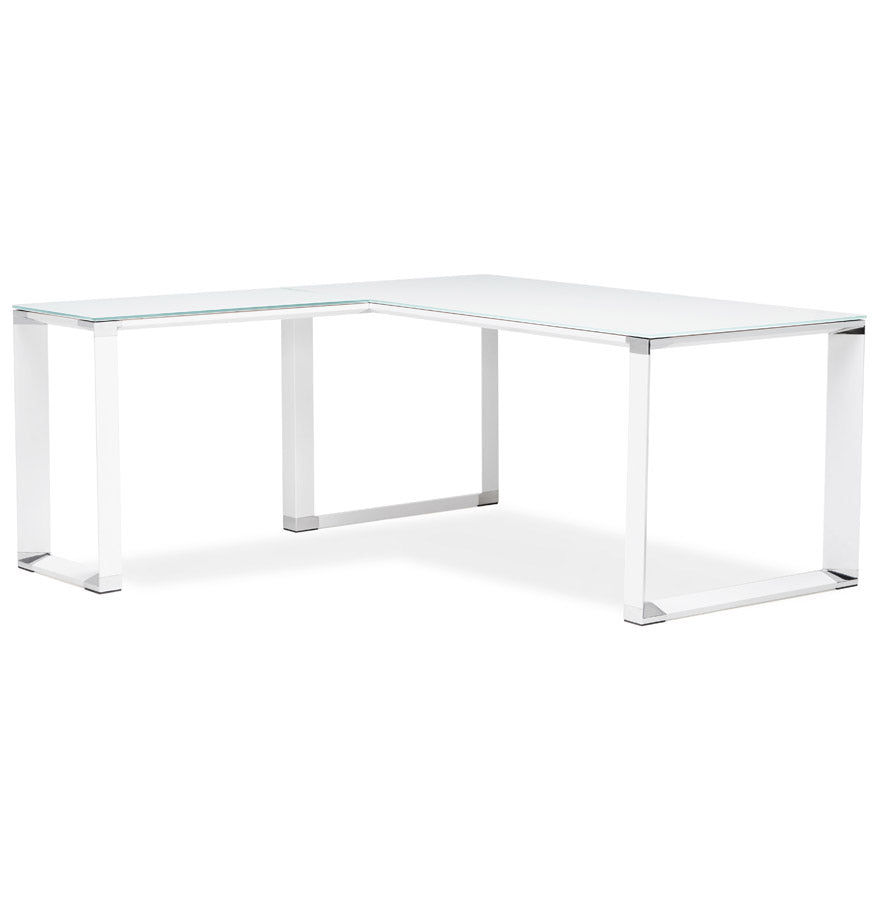 Elara | Hoekvormig Directiebureau – Elegant wit glas – veelzijdig ontwerp
