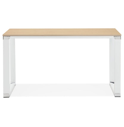 Klyra | Elegante houten bureau met natuurlijke afwerking en wit metaal-OfficeKing