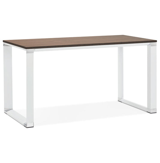Kreos | Eleganter Designbureau mit edler Notenhölzer und modernem Weißmetall – 140x70 cm-OfficeKing