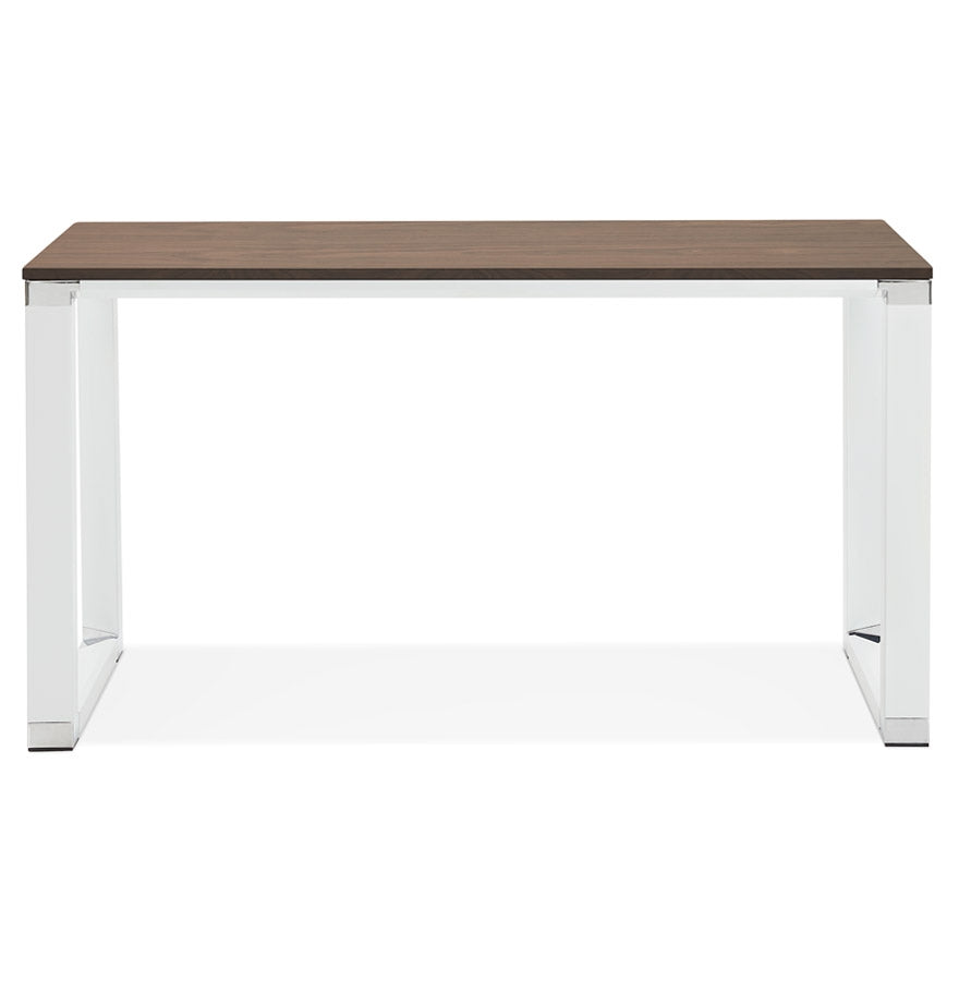 Kreos | Eleganter Designbureau mit edler Notenhölzer und modernem Weißmetall – 140x70 cm-OfficeKing