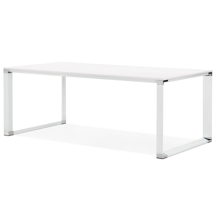 Elara | Luxe rechte bureautafel in wit hout – 200x100 cm