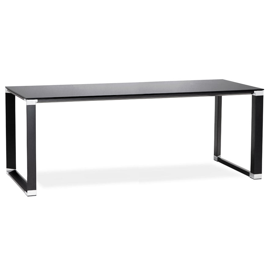 Nerova | Luxuriöses schwarzes Glas-Direktionsbüro – elegant & modern – 200x100 cm