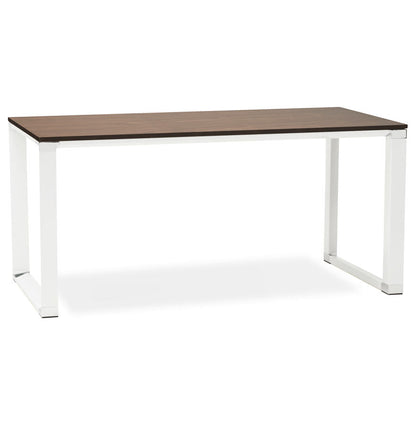 NaturaLux | Elegante Schreibtisch mit Nussbaumfinish und modernem Weißmetall – 160x80 cm-OfficeKing