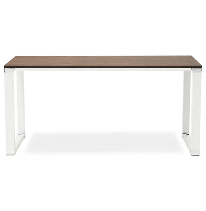 NaturaLux | Elegante Schreibtisch mit Nussbaumfinish und modernem Weißmetall – 160x80 cm-OfficeKing