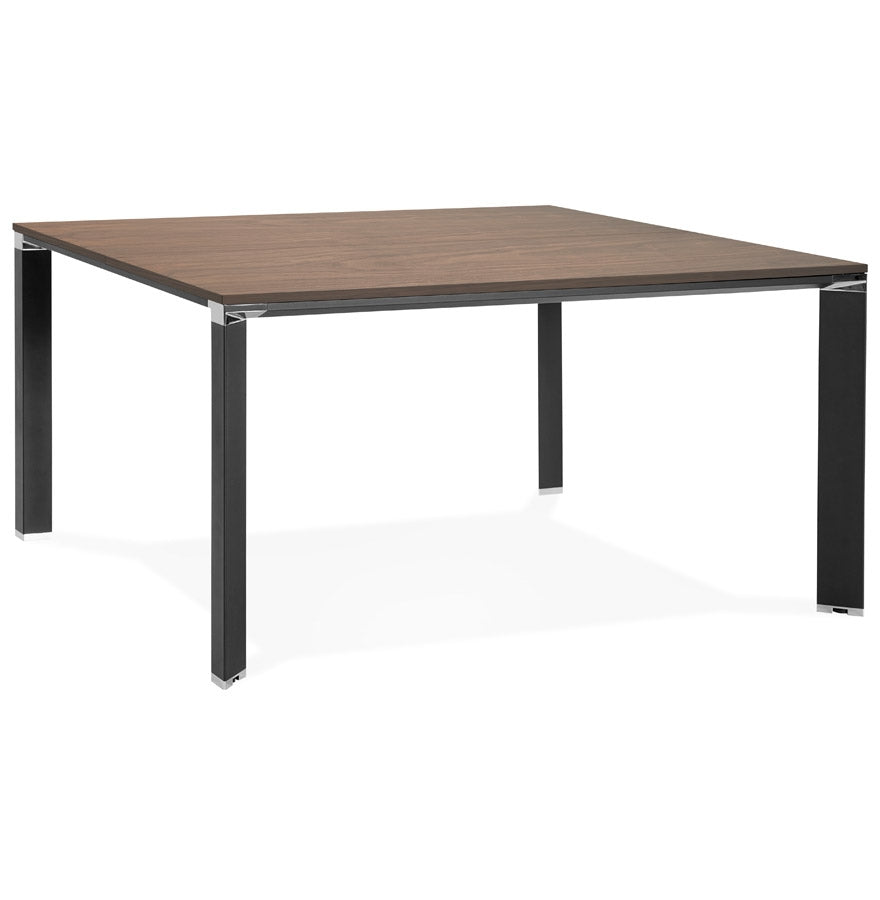 Nobilis | Luxe vergadertafel met notenhout en zwart metaal – elegant design – 140x140 cm