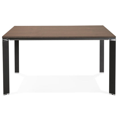 Nobilis | Luxe vergadertafel met notenhout en zwart metaal – elegant design – 140x140 cm-OfficeKing
