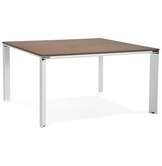 Elanora | Luxe vergadertafel met notenhout en wit metaal - 140x140 cm-OfficeKing